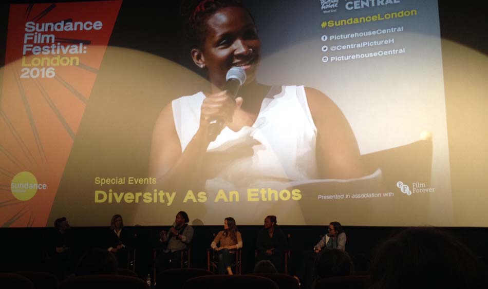 *photo conférence Diversity as an Ethos légende:* Effie Brown, productrice